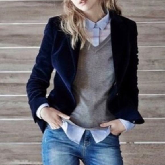 J. Crew Jackets & Blazers - J. Crew Schoolboy Velvet Blazer Navy Blue Sz 8